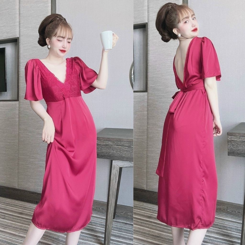 Váy ngủ sexy ❣️FREE SHIP❣️ Đầm ngủ sexy lụa Latin Chất Siêu Mát Dáng Siêu Xinh&lt;62KG