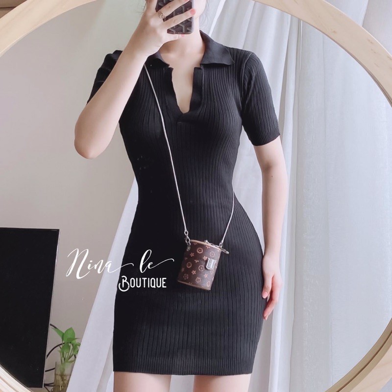 Đầm thun gân polo ulzzang | BigBuy360 - bigbuy360.vn