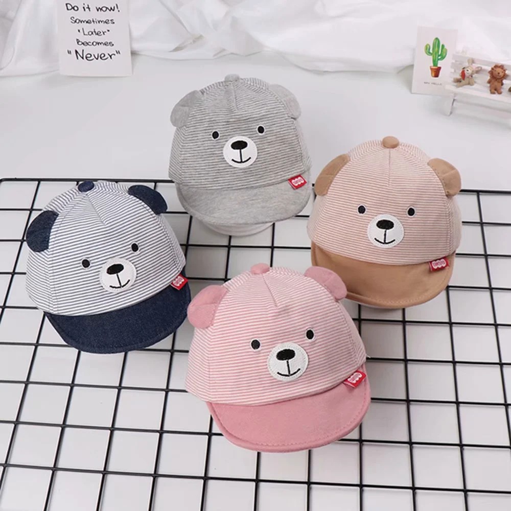 Mũ lưỡi trai cotton mềm mại hoạ tiết kẻ sọc cho bé (3-10 tháng)