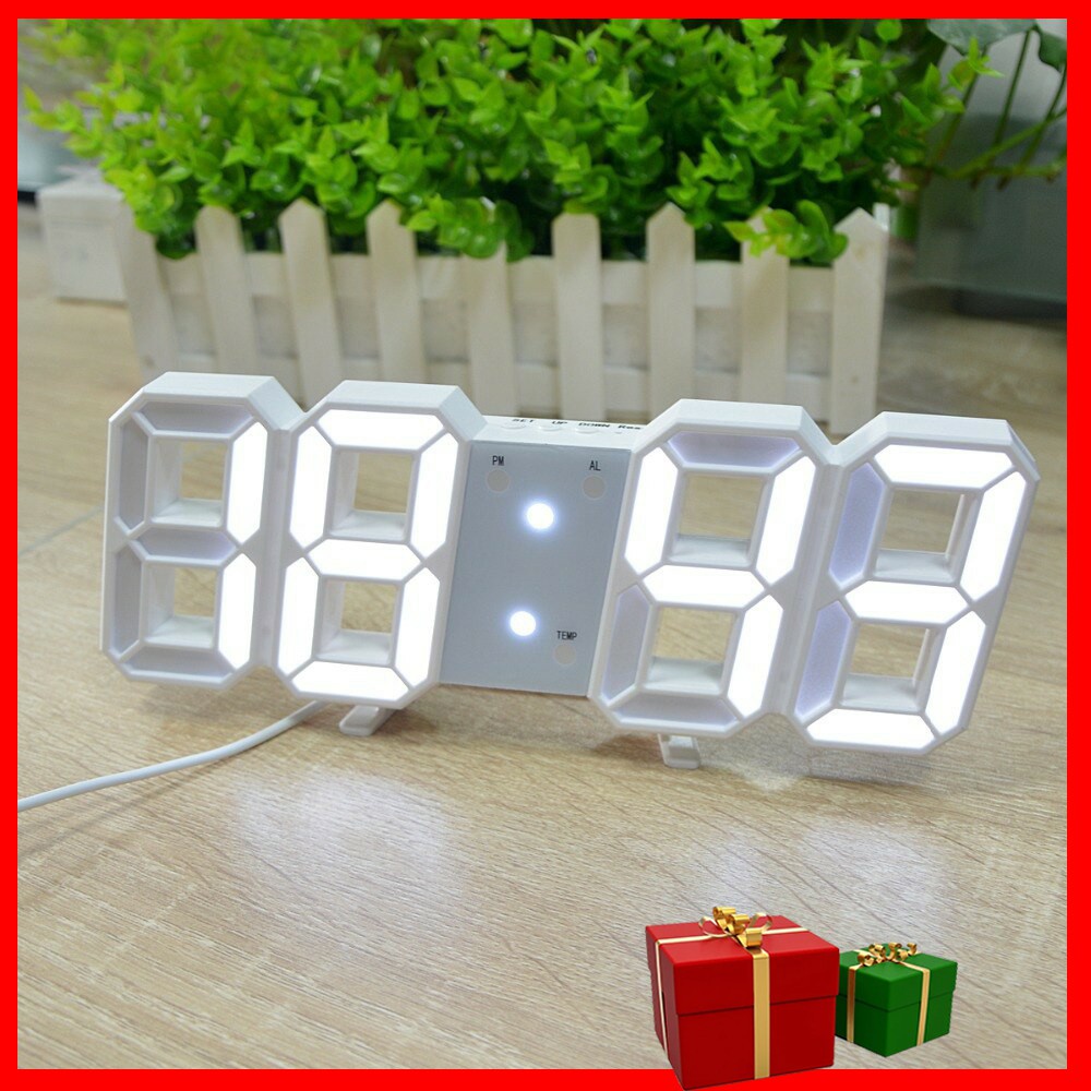 ◘Đồng Hồ Điện Tử LED 3D Để Bàn, Treo Tường Cao Cấp - Báo Thức & Đo Nhiệt Độ DH092