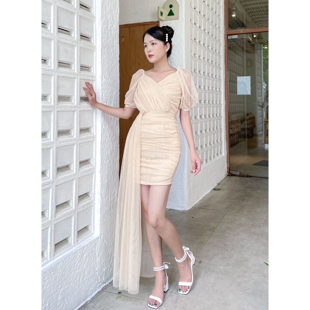 Đầm dự tiệc quây ngực tà rời sang chảnh DG4293