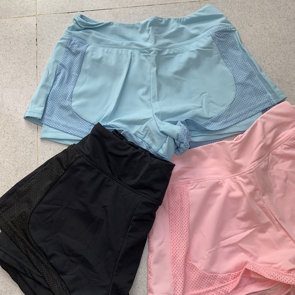 Quần Biker Short Đùi Thun Lạnh 2 Lớp Tôn Mông Tập Gym Yoga Đồ Tập Giá Rẻ GYMSTORE 030