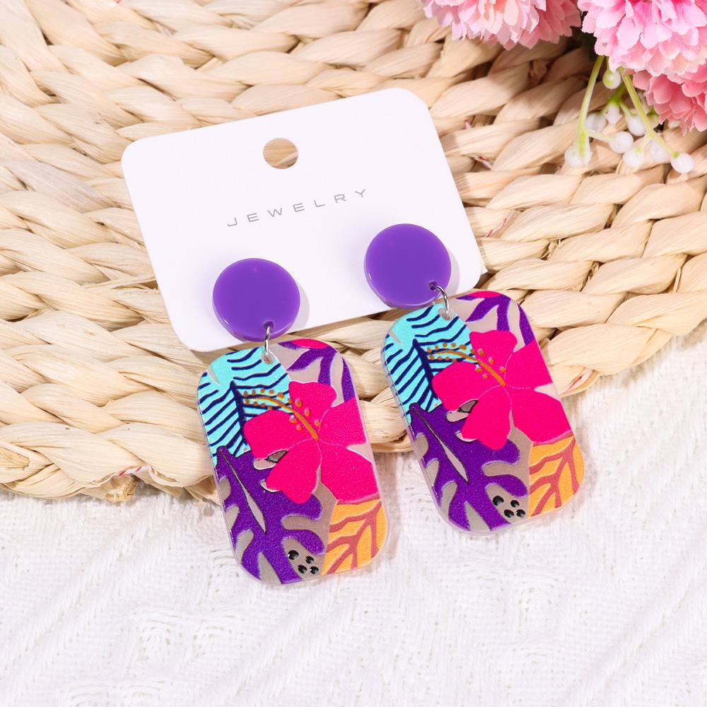 Bông Tai Dáng Dài Bằng Acrylic Hình Hoa Phong Cách Bohemian Thời Trang Cho Nữ