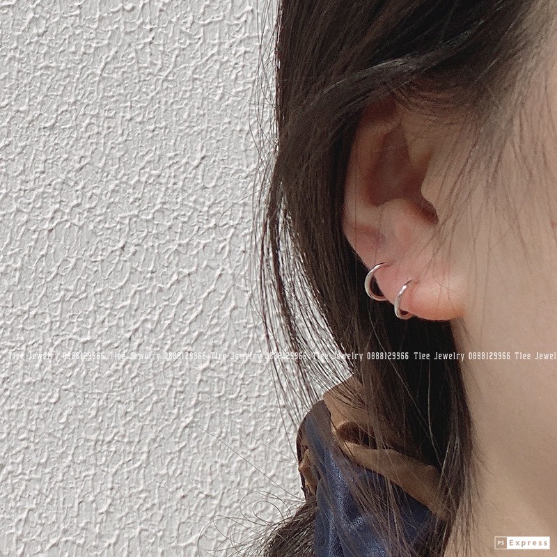 Khuyên tai bạc TLEE móc dáng tròn chốt thẳng basic bạc 925 cao cấp TleeJewelry B0301