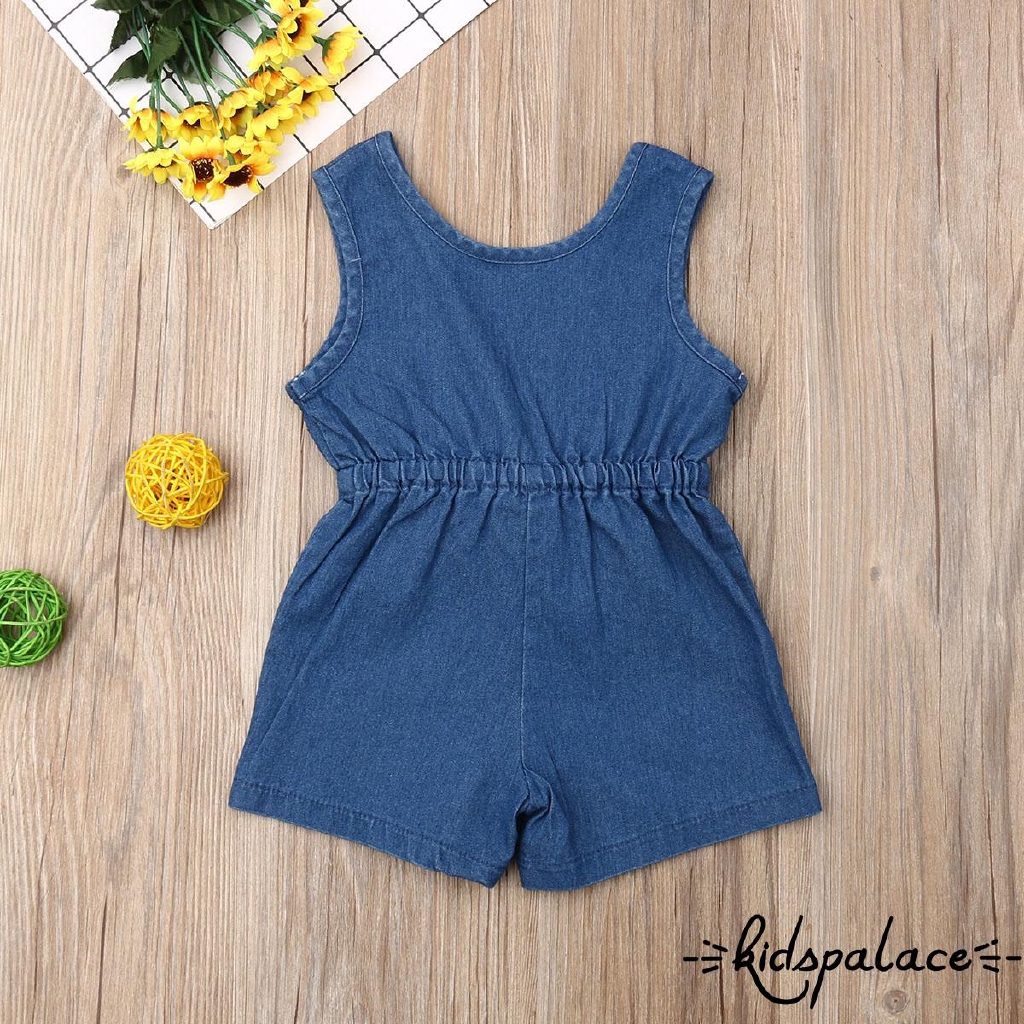 ➤♕❀❤Toddler Kids Baby Girls Denim Romper Shorts Jumpsuits Playsuit Outfit Clothes