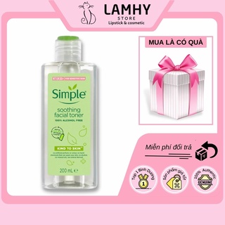 Nước hoa hồng Simple Soothing Facial Toner, Nước cân bằng da không cồn làm dịu dưỡng da và cân bằng độ ẩm 200ml