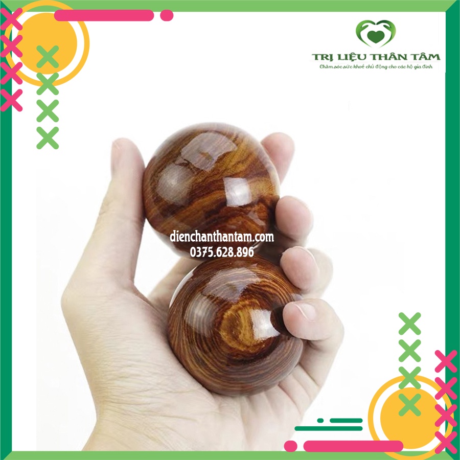COMBO 2 quả bi 5cm lăn tay Gỗ Cẩm - Mát xa giúp dẻo tay, chống mỏi toàn diện