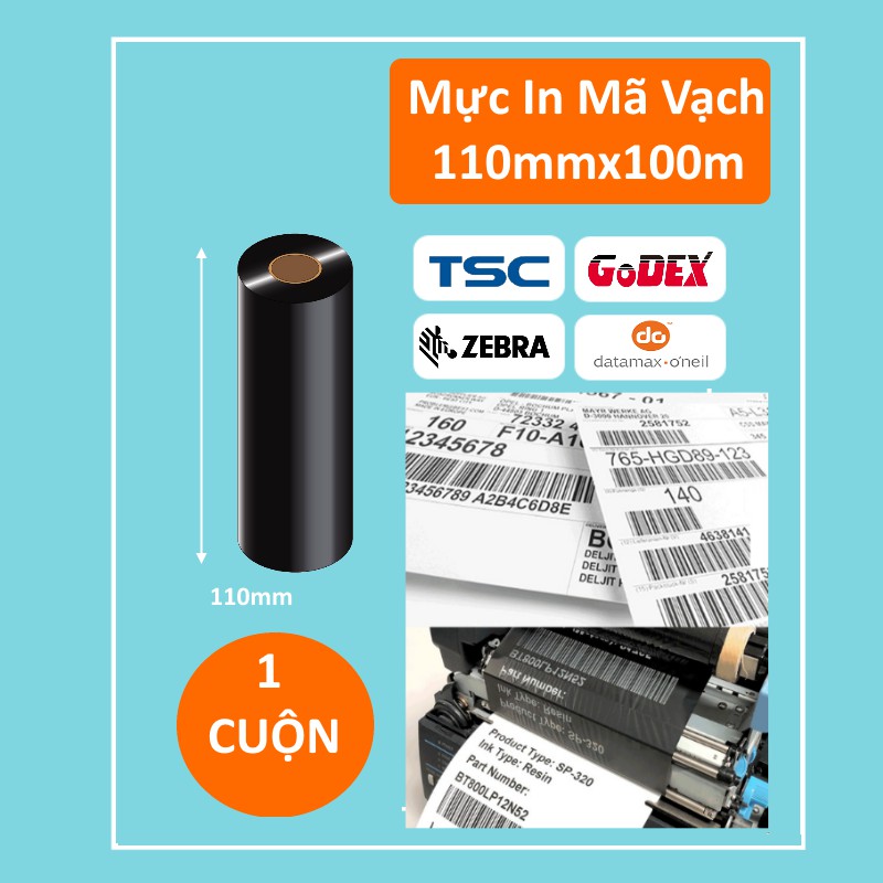 Mực In Mã Vạch 110mmx100m (Rõ Mực) - Ribbon Mực In Tem Nhãn