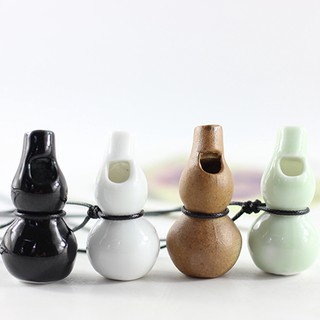 Retro Ceramic Gourd Pendant Whistle Sweater Strap Necklace Kids Toy Party Props