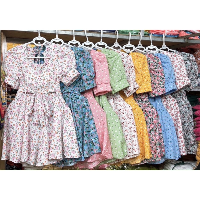 Jump hoa nhí tay phồng cổ vuông siêu xinh -hình thật.