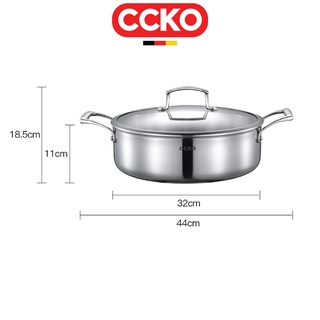 Nồi lẩu inox đáy liền 3 lớp, đường kính 32cm cao cấp CCKO