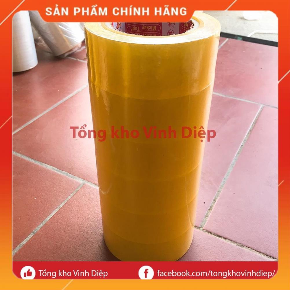 01 cuộn băng dính băng keo 330gr lõi giấy 5ly 5mm đủ 3 màu vàng chanh, trong suốt, nâu
