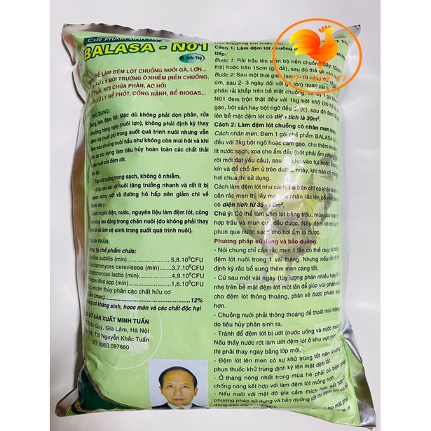 MEN VI SINH BALASA NO1 khử mùi chuồng nuôi gói 1kg