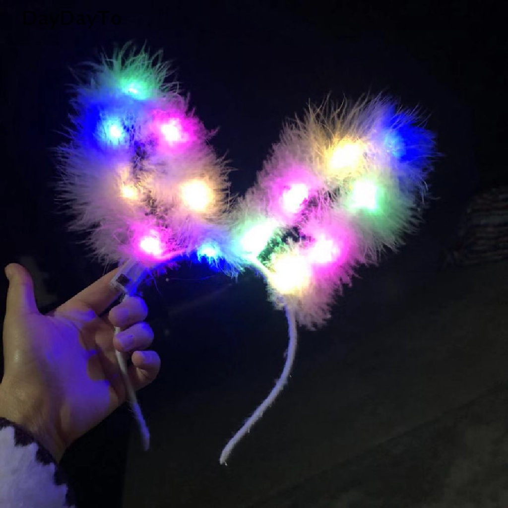 DayDayTo 14 lamp Feather Rabbit Ear Hair Hoop Lights Bunny Ear Headband Hairband Party .