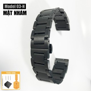Dây đồng hồ thép không gỉ mặt nhám inox model 03 kiểu khóa bấm chống han gỉ chống bay màu (18mm 20mm 22mm)