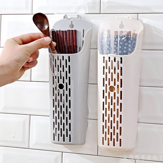 Hộp đựng đũa muỗng có nắp dán tường hợp vệ sinh cao cấp siêu chắc siêu bền