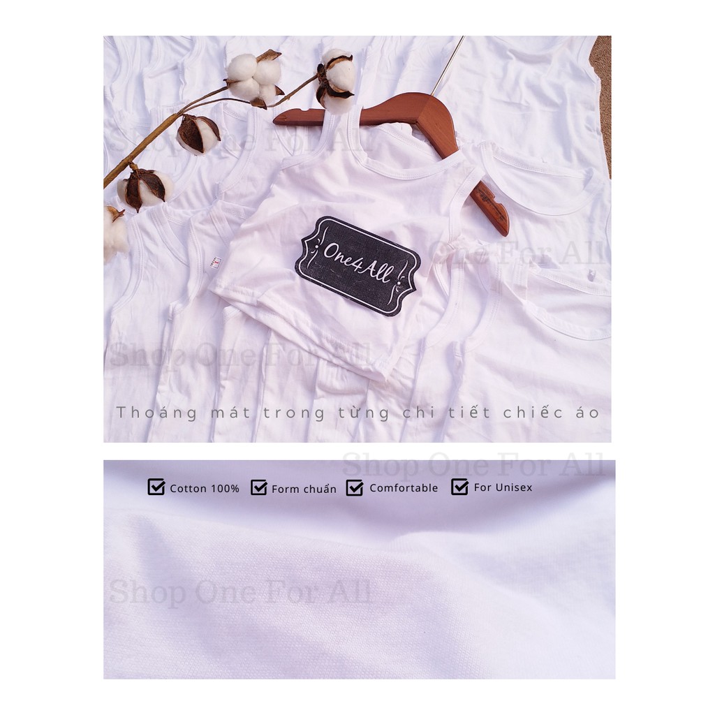 Áo thun ba lỗ trắng cho bé trai bé gái cotton hai chiều mặt vải lụa - sản phẩm của shop ONEFORALL