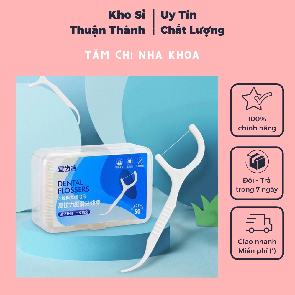 Tăm chỉ nha khoa dùng 1 lần - Hộp 50 cái chăm sóc răng miệng hiệu quả (khosithuanthanh)