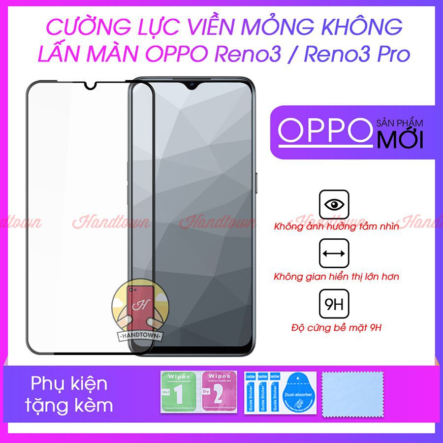 Kính Cường Lực Viền Mỏng Dành Cho Oppo Reno3 / Reno3 Pro / Reno 3/  Reno 3 Pro Không Lấn Màn