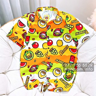 Áo Sơ Mi Hoạt Hình - Vịt Cute Xanh Vàng Trắng - Đủ Size Nam Nữ, Áo Đôi Nhóm Lớp Team Building, Hoạ Tiết Đi Biển #AA