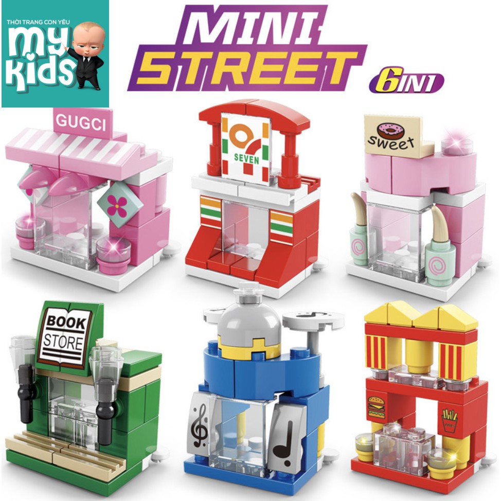 Bộ đồ chơi mô hình lắp ráp KIỂU LEGO CỬA HÀNG TIỆN LỢI BÉ GÁI 6 IN 1 (137 Chi tiết) (6 KIỂU LẮP TRONG 1 HỘP SẢN PHẨM)