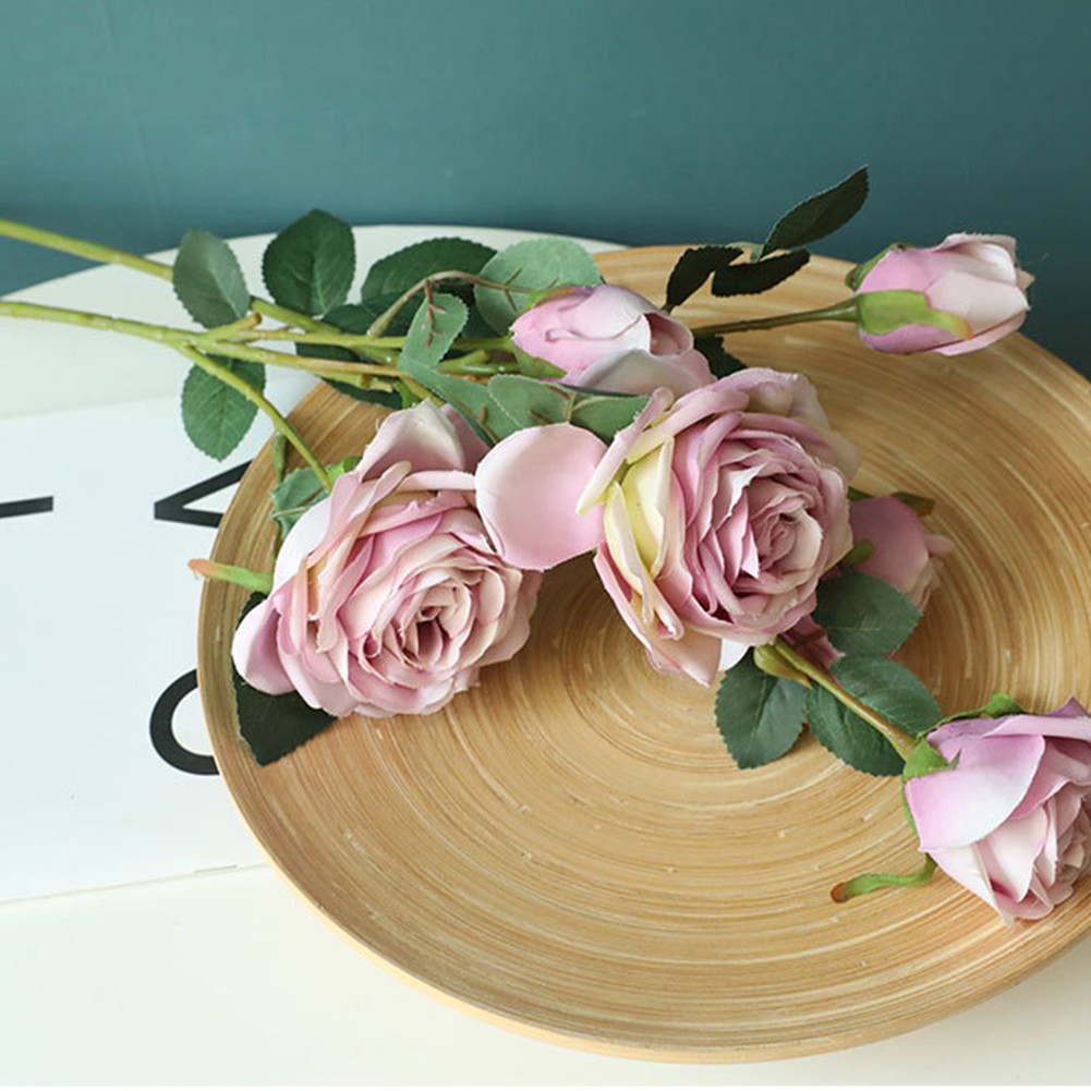 1 Nhánh Hoa Hồng Nhân Tạo DIY Trang Trí Nhà Cửa / Tiệc Cưới