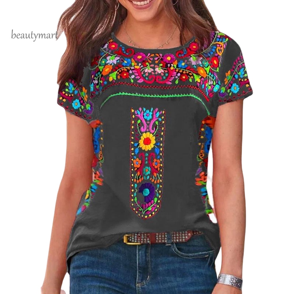 Áo Công Sở Thêu Hoa Phong Cách Dân Tộc Thoáng Khí Thời Trang Mùa Hè Cho Nữ