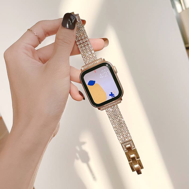 Dây đeo đồng hồ thông minh thép không gỉ đính đá sang trọng cho Apple iWatch 9 8 7 6 5 SE 4 3 2 1 45mm 41mm 38mm 42mm 44mm 40mm