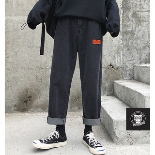 [sale lẻ size] quần jean nam ống rộng màu đen logo 160