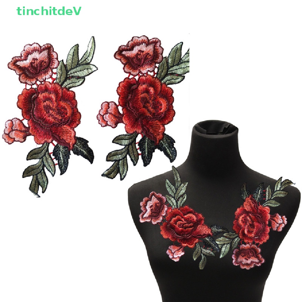 Bộ 2 Miếng Vá Quần Áo Hình Hoa Hồng Thêu DIY