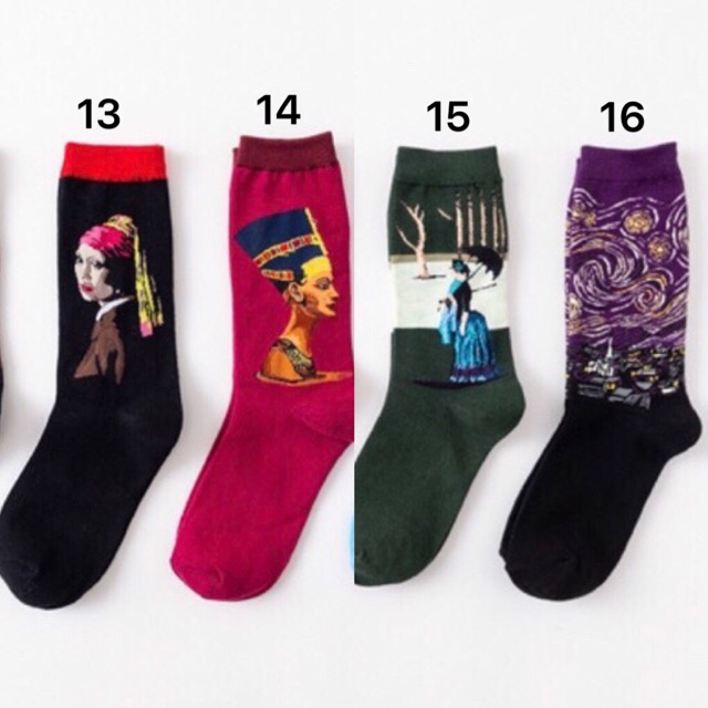 Tất cổ cao UNISEX hoạ tiết vintage tranh sơn dầu