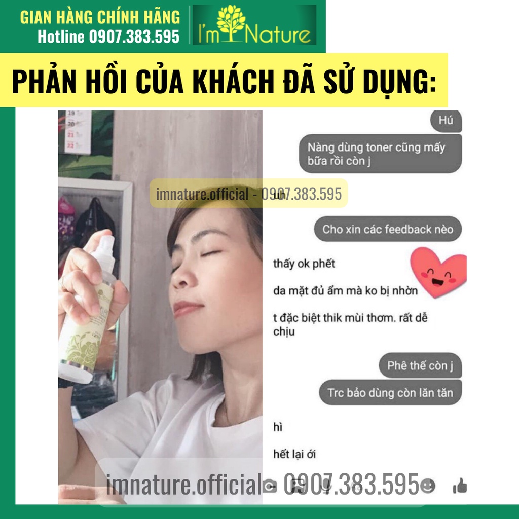 Nước Hoa Hồng Dưỡng Ẩm Dưỡng Trắng Da - Se Khít Lỗ Chân Lông Cho Da Dầu Và Da Mụn - Chống Lão Hóa Toner I’m Nature 120ml