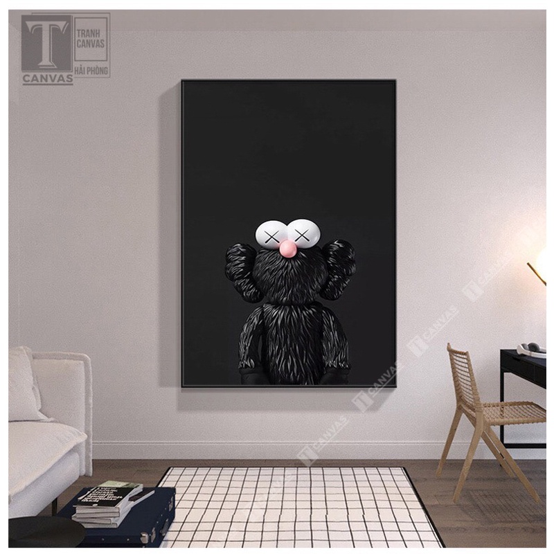 Tranh Canvas tràn viền treo tường phòng khách, tranh Kaws Toy size lớn 3 KAWS 42-49