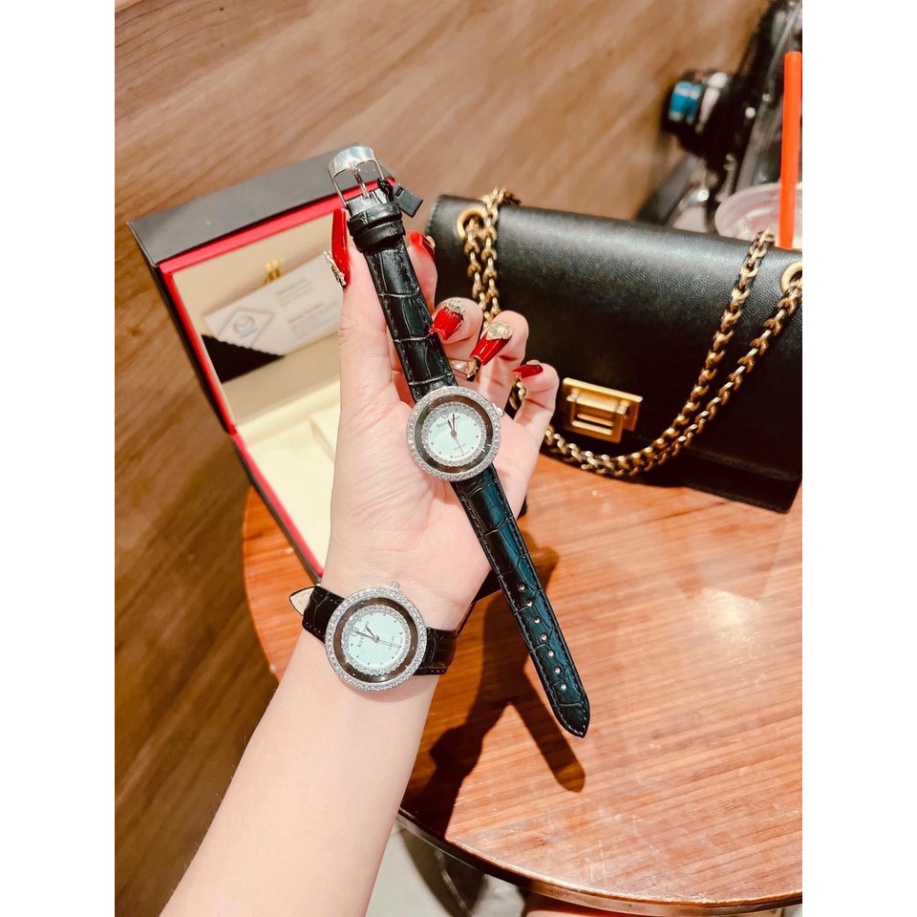 Đồng hồ nữ ROYAL CROW dây da mặt đính đá thời thượng hot trend thời trang giới trẻ, chống nước , bảo hành 12 tháng