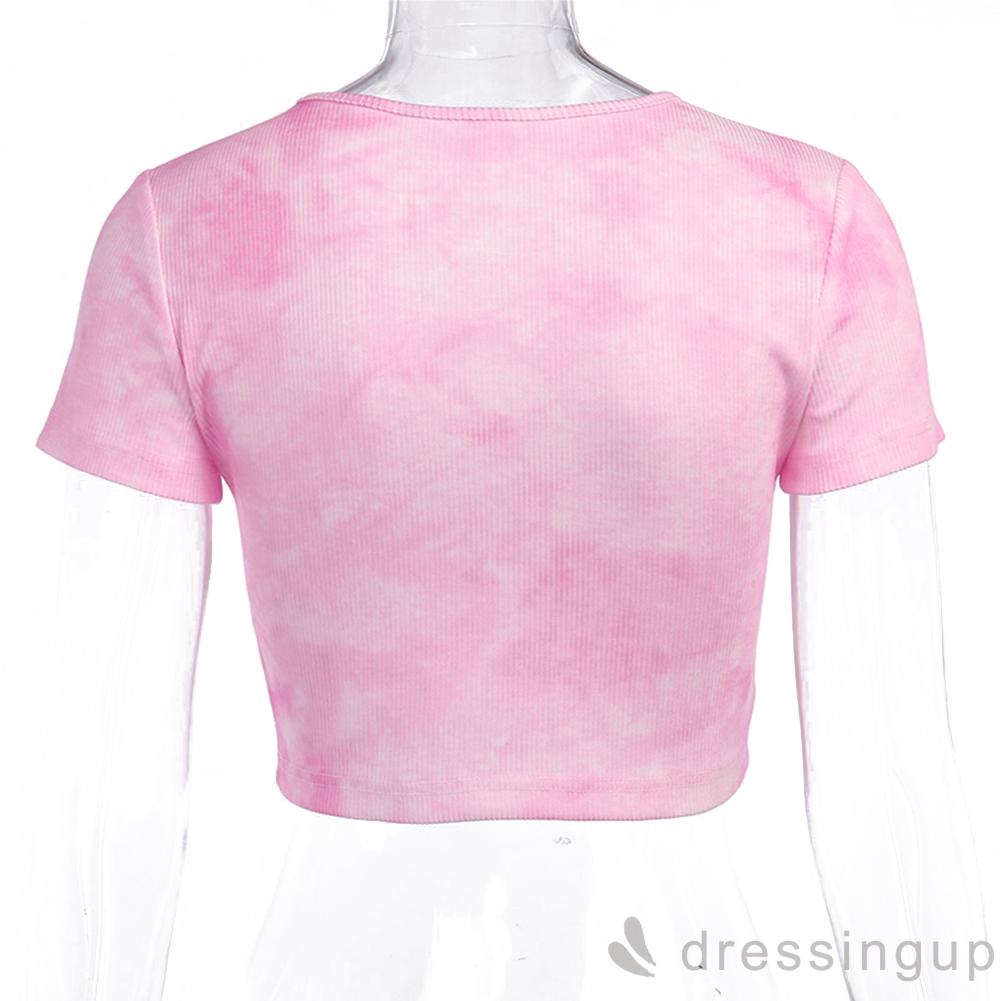 [Mã FAMAYWA giảm 10K đơn 50K] Áo thun ôm thêu hình bướm màu loang thời trang dành cho nữ | BigBuy360 - bigbuy360.vn