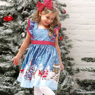 Đầm công chúa in hình ông già Noel cho bé gái