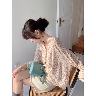 Áo Hoa Vintage Tay Dài ( Sẵn hồng )