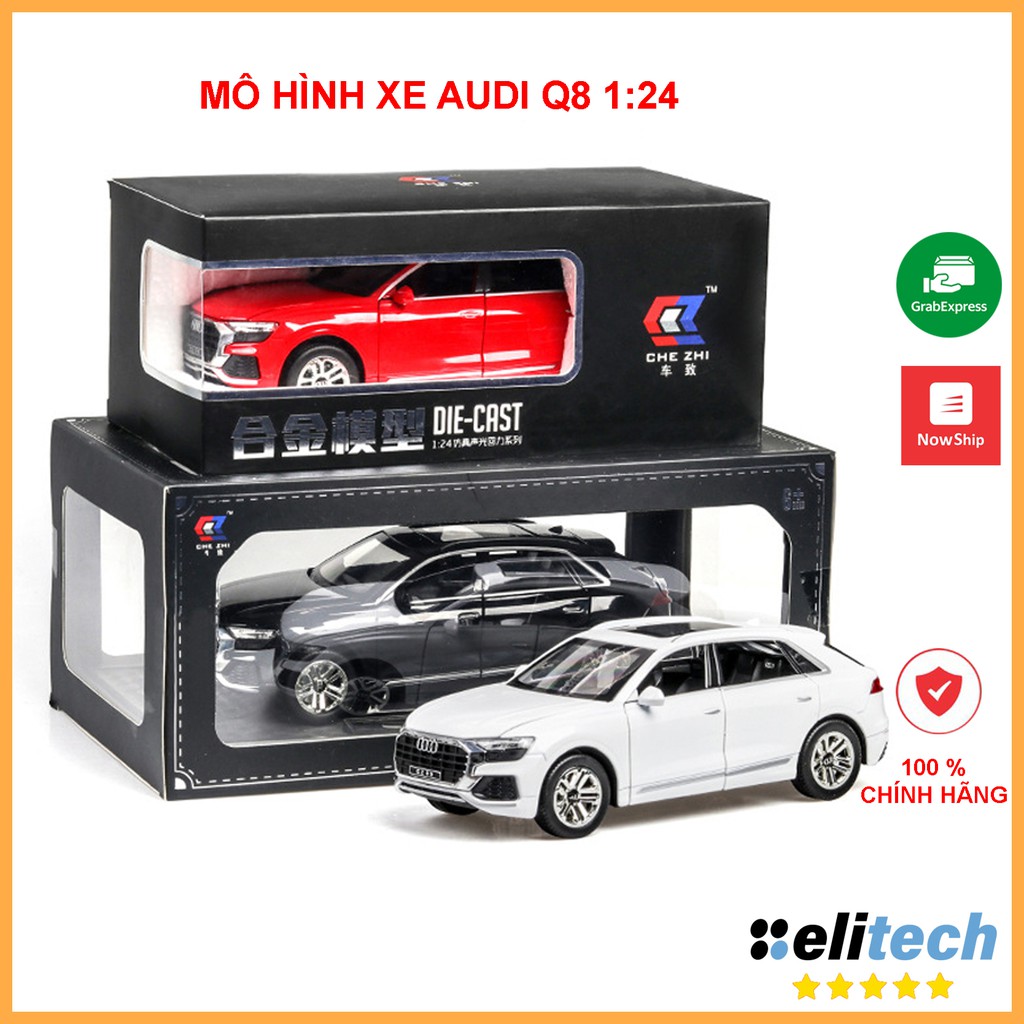 Xe mô hình Audi Q8 tỉ lệ 1:24, chất liệu hợp kim, 3 màu Đen, Trắng, Đỏ