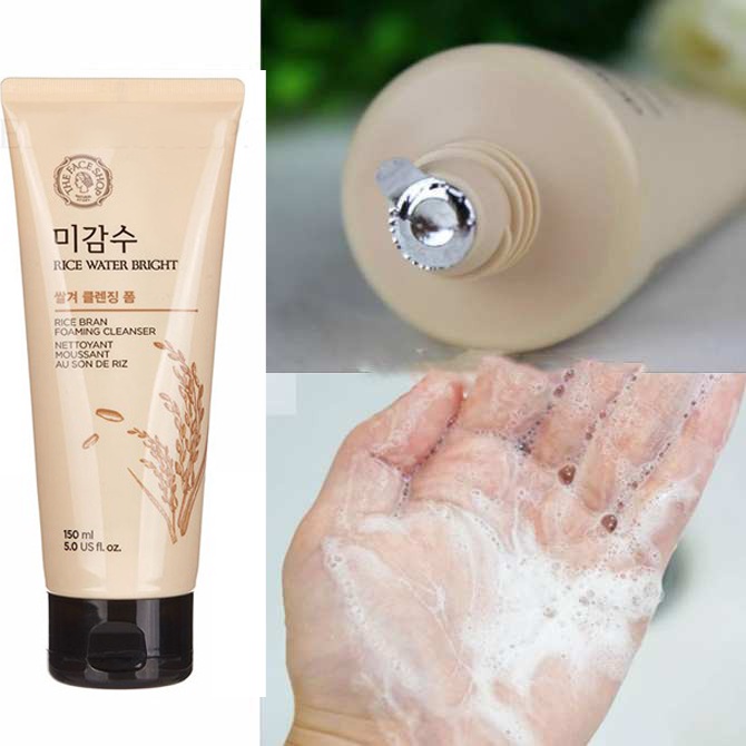 [Hỏa tốc] Sữa rửa mặt làm sáng da có hạt TheFaceShop Rice Water Bright Rice Bran Foaming Cleanser (150ml)