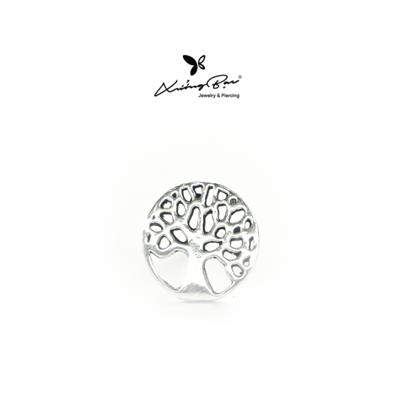 Khuyên tai Xưởng Bạc basic đeo tai. Bông tai bạc 925, khuyên tai unisex hình cây tròn knt48.75