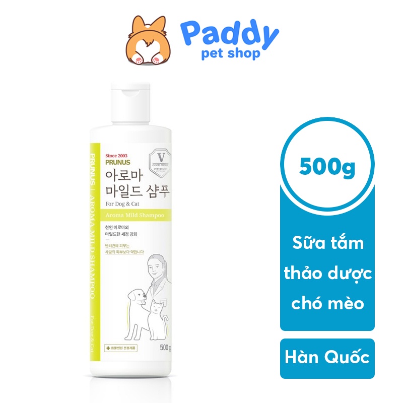 Sữa Tắm Thảo Dược Prunus Aroma Kháng Khuẩn Cho Chó Mèo 500g