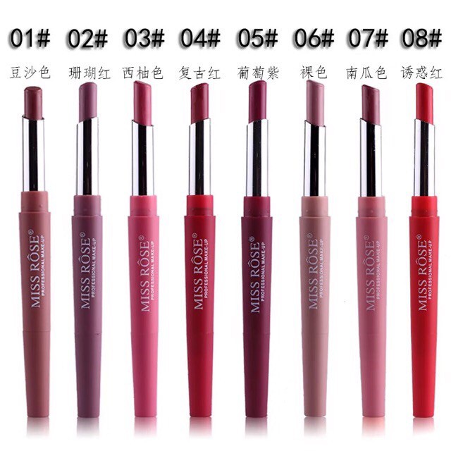 Son Lì Thỏi 2 Đầu Đa Năng High Pigment Miss Rose-BB247