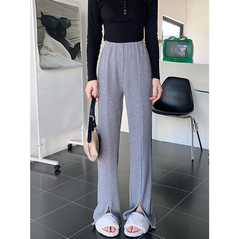 SUXI Quần Dài Ống Rộng Lưng Cao Thời Trang Hàn Quốc Cho Nữ