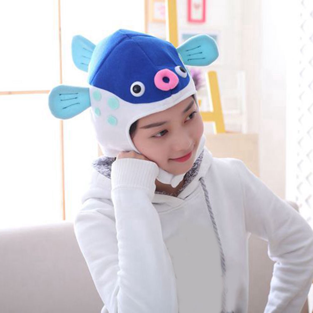 Nón beanie hình mặt cá nóc thiết kế dễ thương chụp ảnh độc đáo