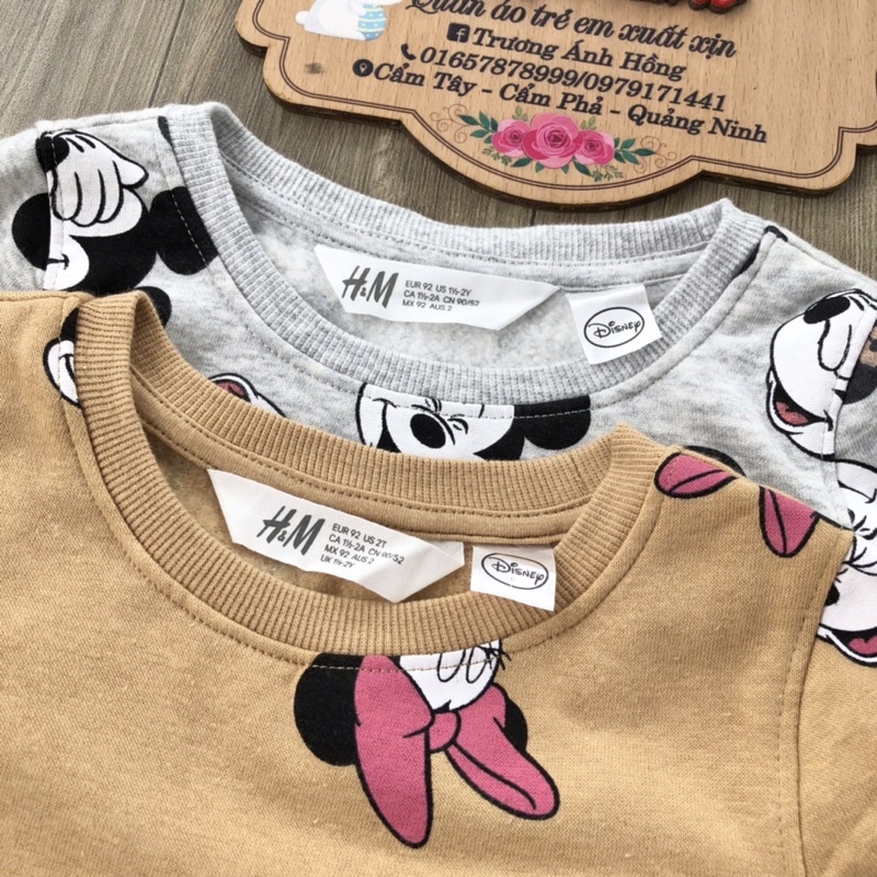 Váy nỉ bé gái HM hoạ tiết Minnie Mouse xuất dư