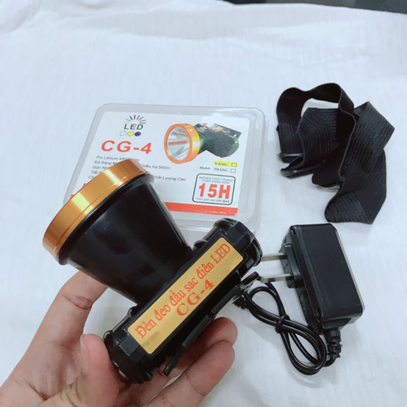Đèn đội đầu pin sạc siêu sáng A4 loại 1 sáng hơn 10h tùy theo  cấp độ