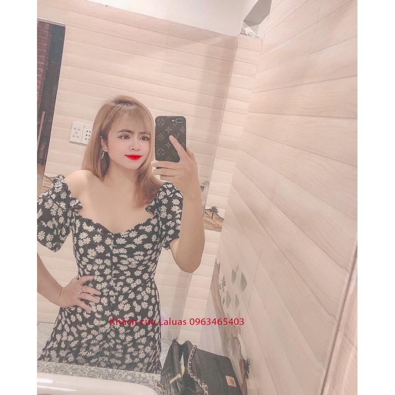 Đầm hoa cúc bigsize voan Hàn 2 lớp Laluas