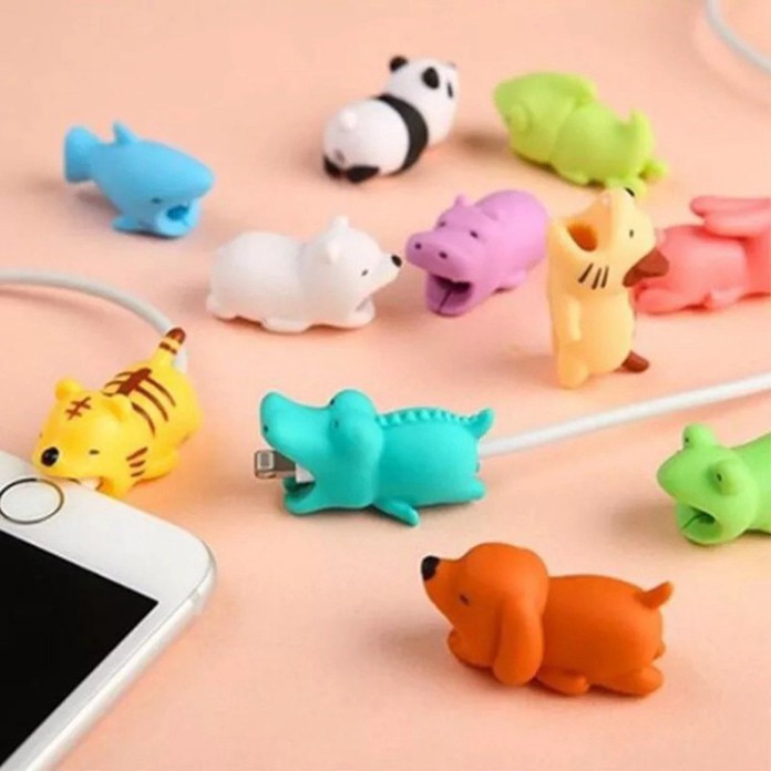 [20 mẫu] Phụ kiện thú silicon bọc bảo vệ đầu dây cáp sạc USB Cable Bite siêu cute siêu dễ thương 5centimet