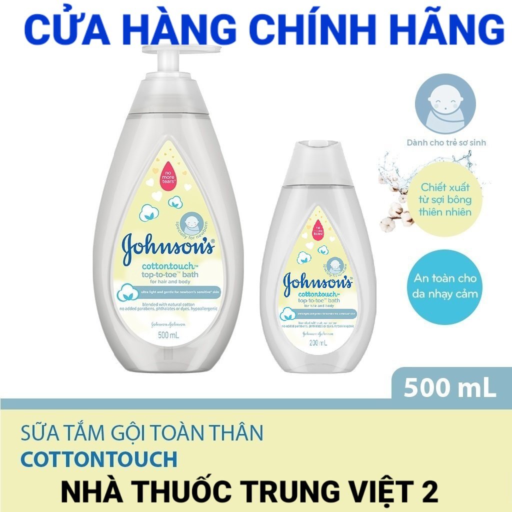 Sữa Tắm Gội Toàn Thân Mềm Mịn Johnson's Baby Bath Cotton Touch 200ml Và 500ml