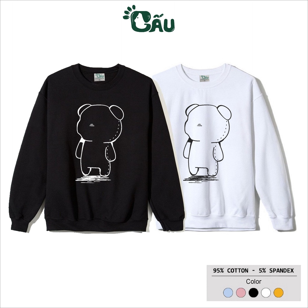 Áo sweater GẤU 194 vải thu đông co dãn, dày dặn mềm mịn form rộng phong cách Unisex - SW Gấu Xấu Xí